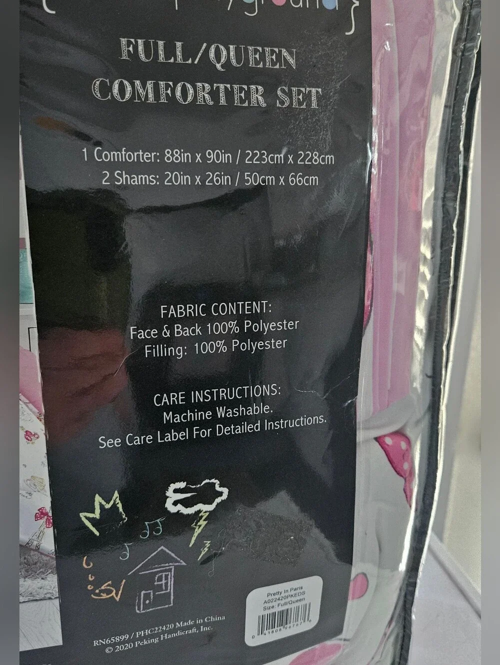 Full/Queen Comforter Set - White with Multi-Color Print Pretty In Paris
